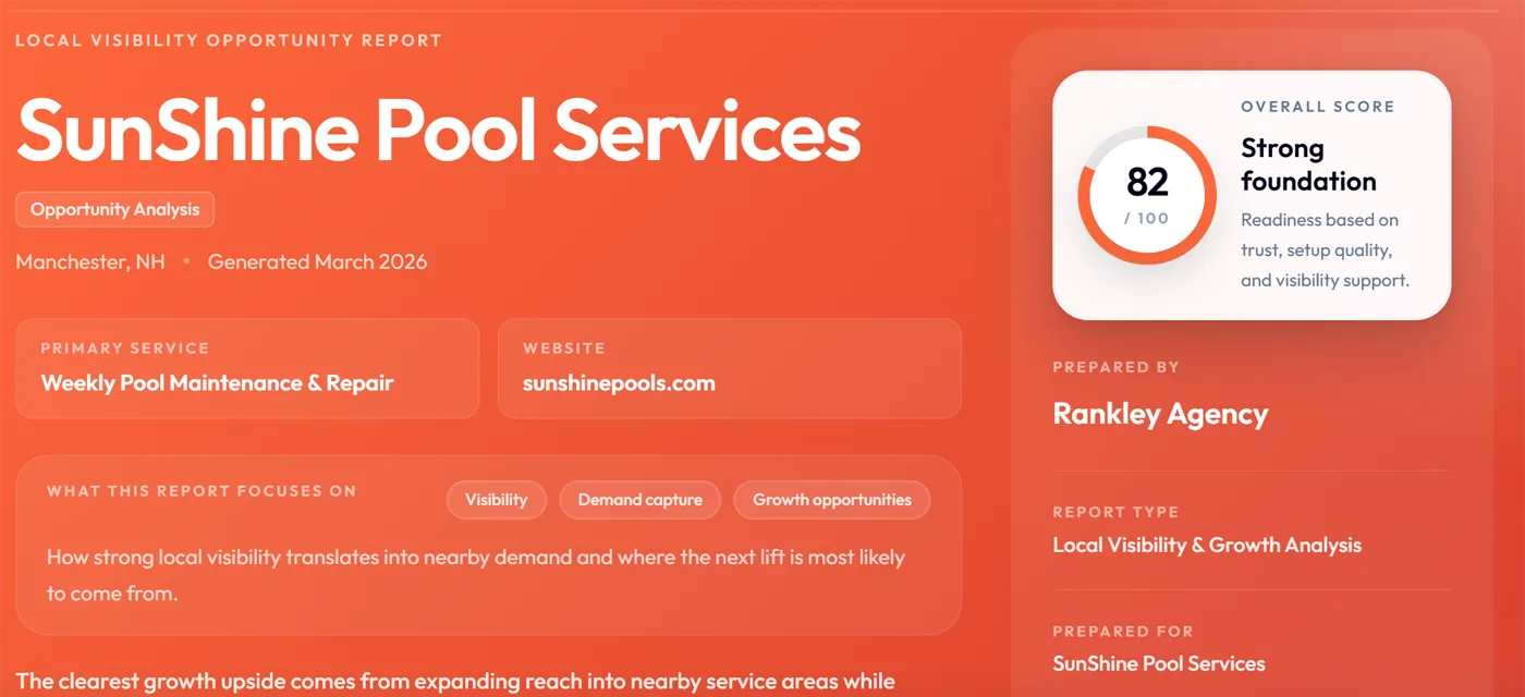 Local SEO audit report example showing business insights and growth opportunities